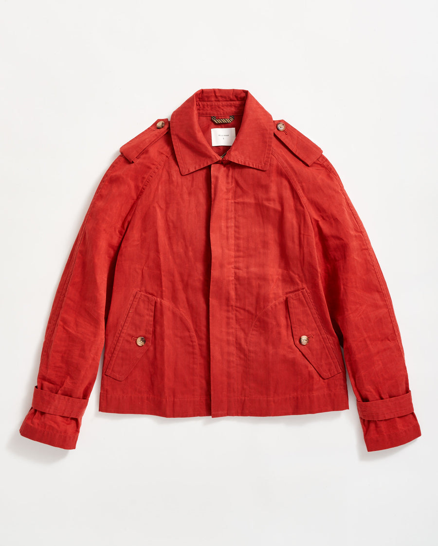 Cropped Raincoat in Red