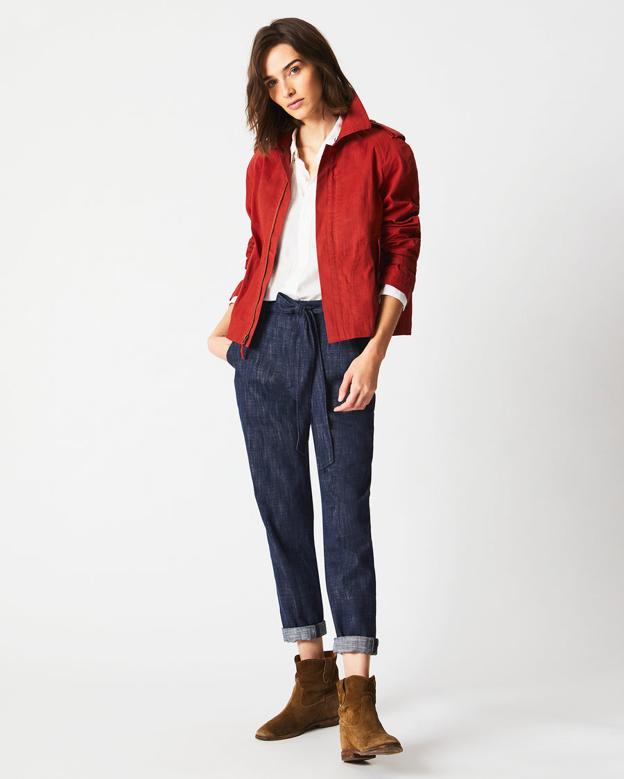 Cropped Raincoat in Red