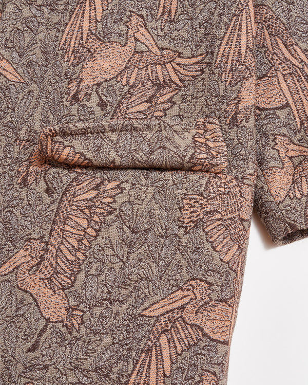 Pelican Jacquard Coat in Khaki/Blush