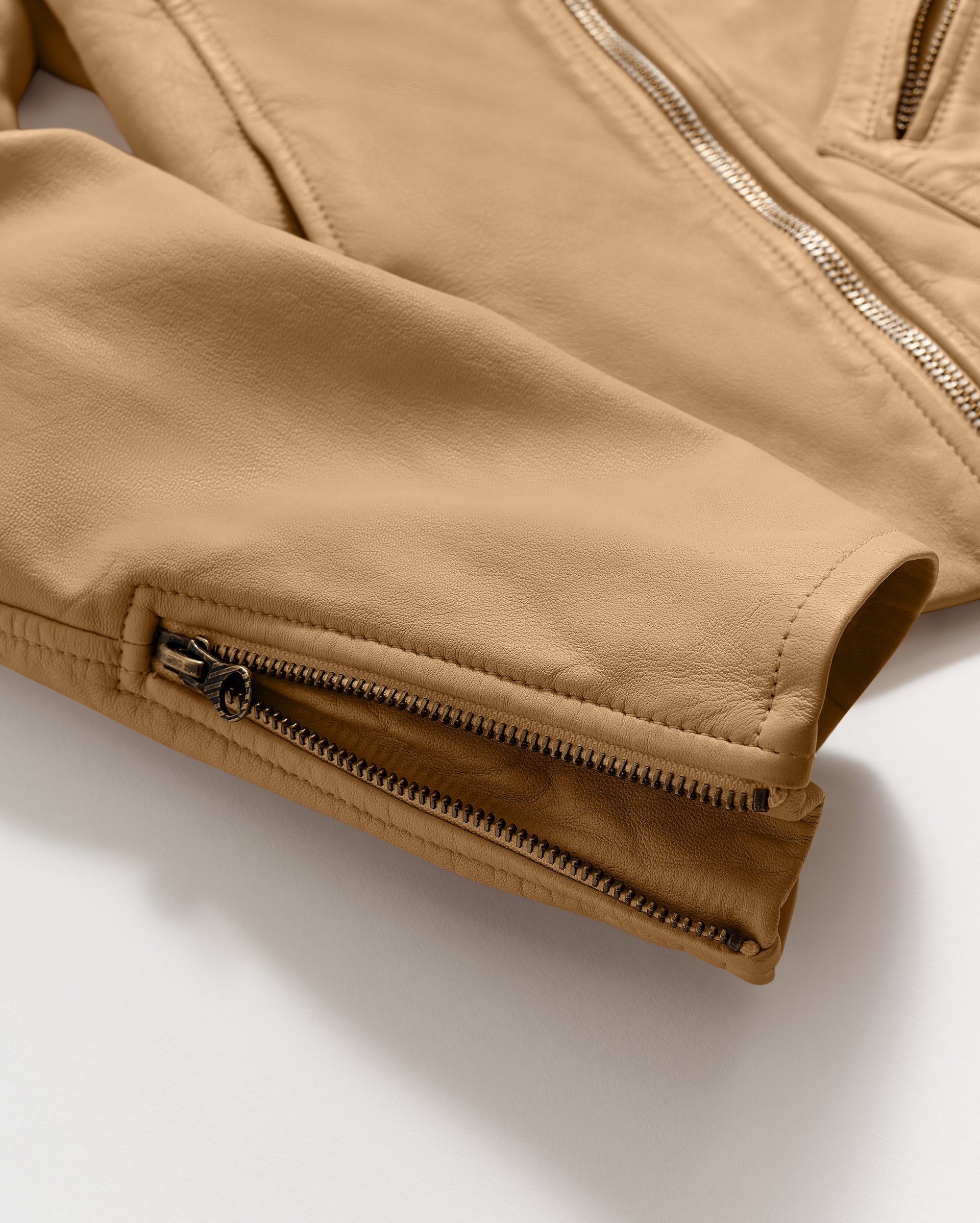 Classic Moto Leather Jacket - Soft Washed Lambskin with Antique