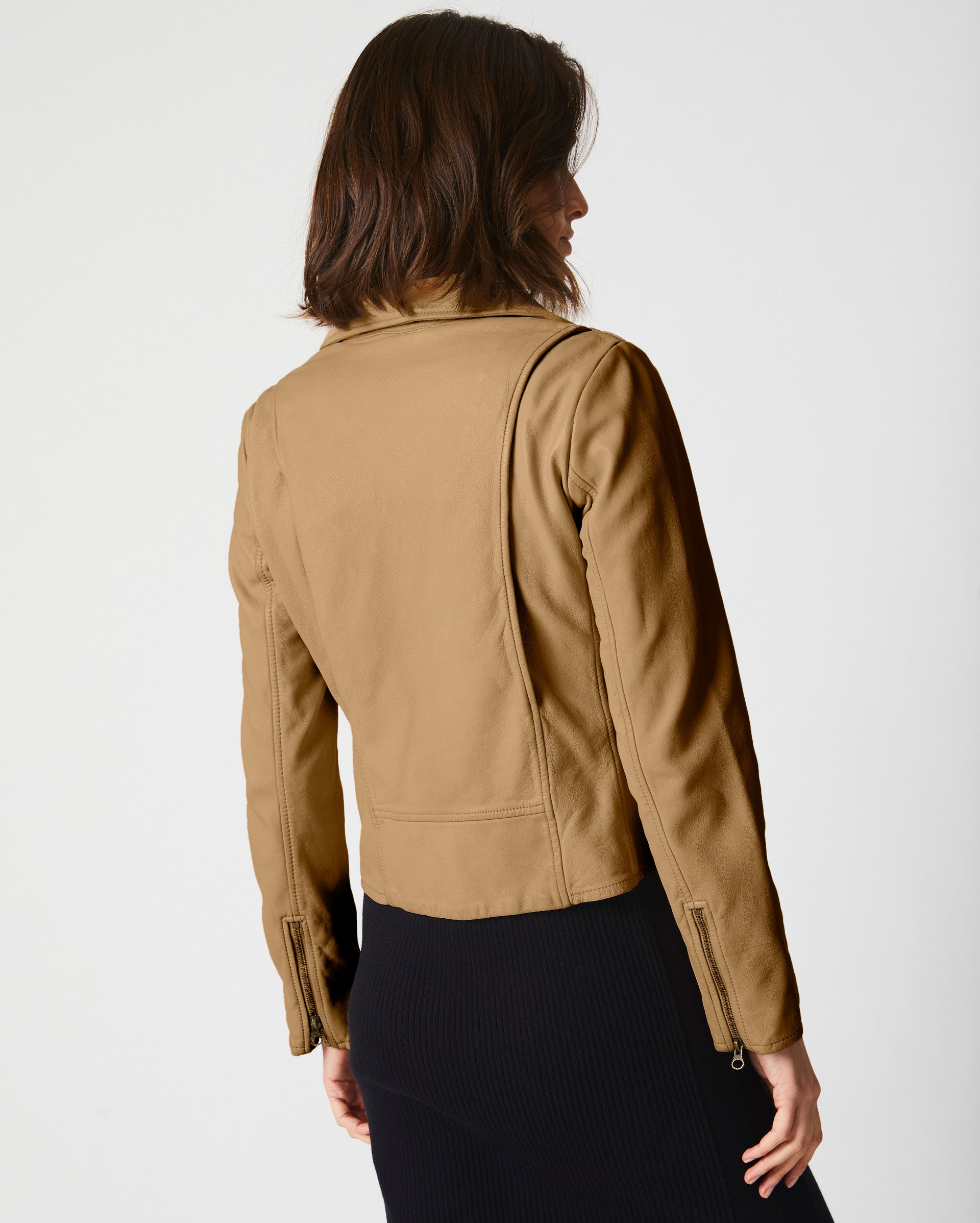 Classic Moto Leather Jacket - Soft Washed Lambskin with Antique