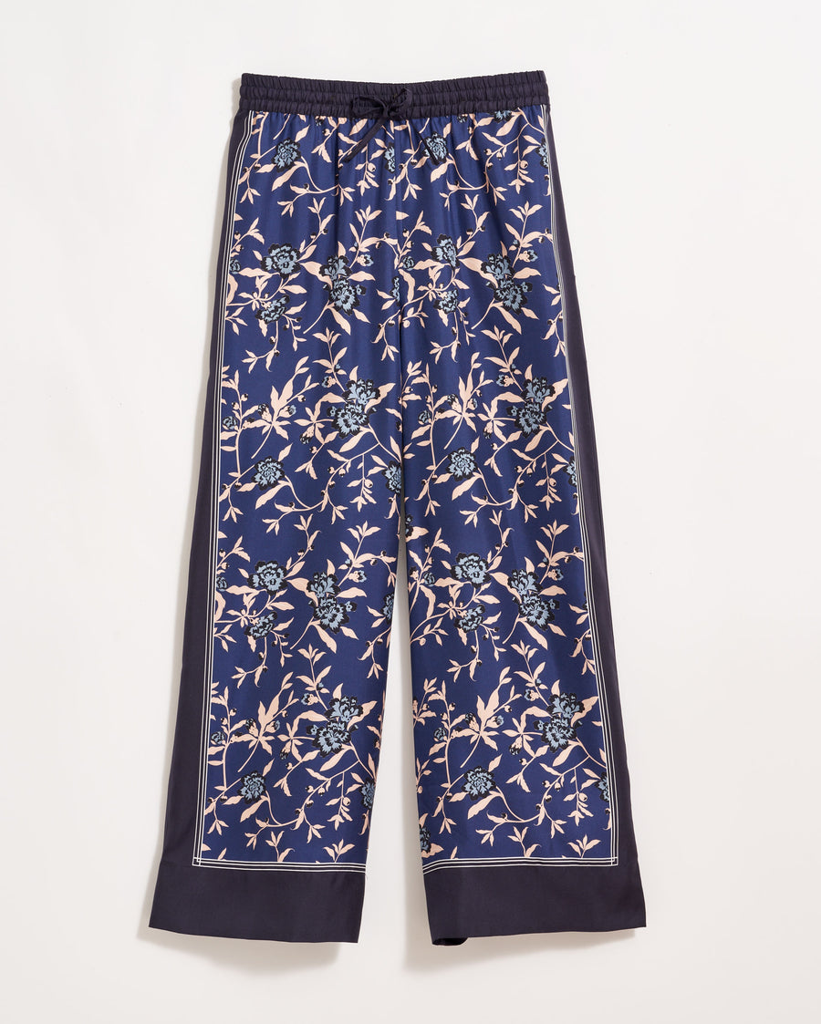 Garden Floral Printed Pant in Blue