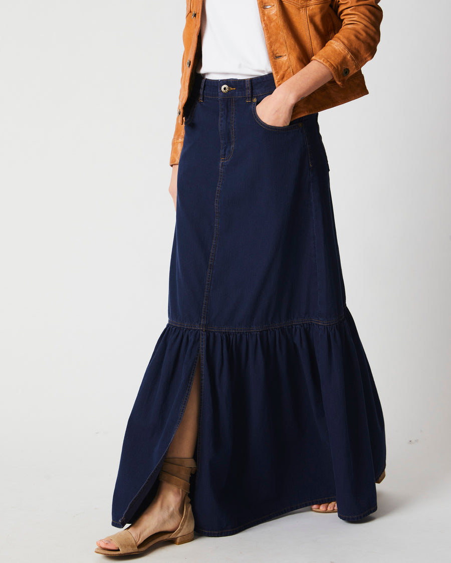 Maxi Denim Skirt in Double Dye