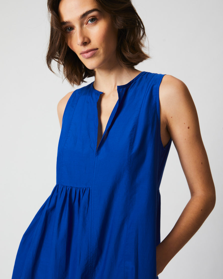Patch Tiered Dress in Cobalt Blue