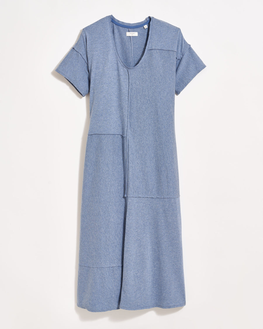 Patchwork Knit Dress in Heather Denim Blue