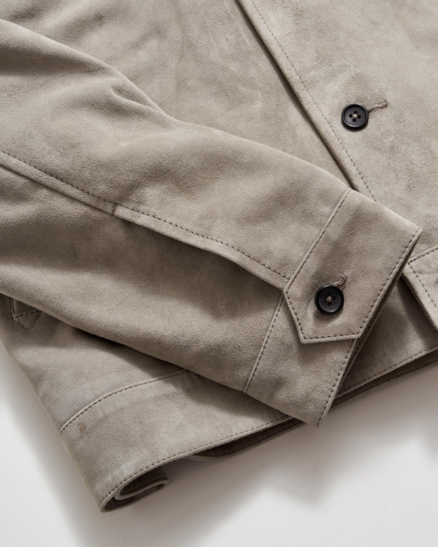 Patch Pocket Suede Jacket in Grey