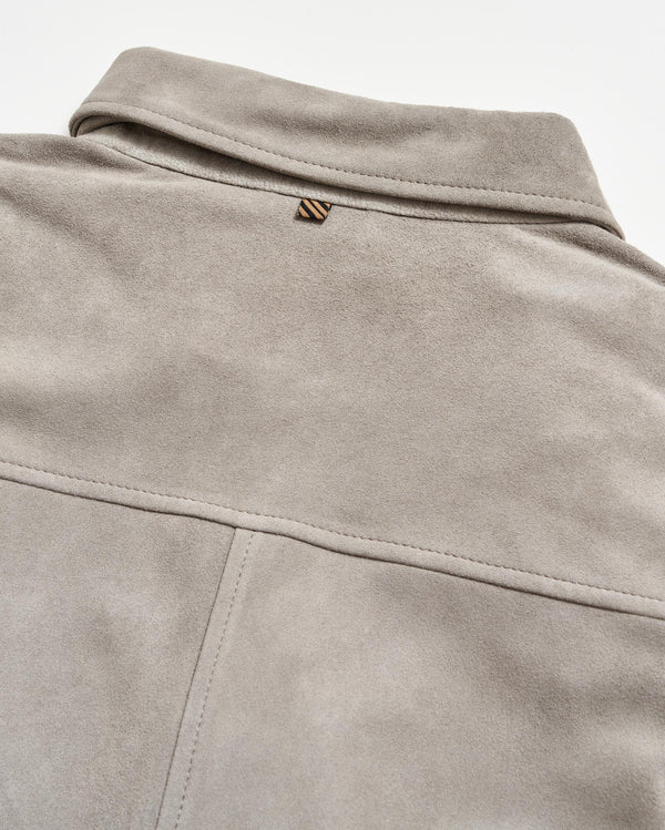 Patch Pocket Suede Jacket in Grey