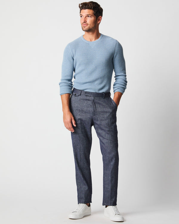 Twill Flat Front Trouser in Navy