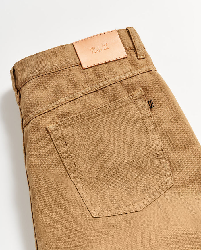 Cotton Linen 5 Pocket Pant in Dark Tan