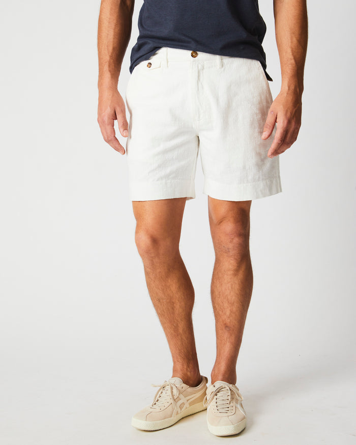 white dress shorts mens Billy Reid Slub Cotton Short, White