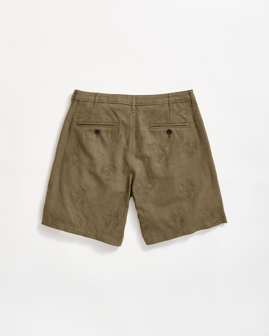 Pelican Gulf Embroidered Short in Olive