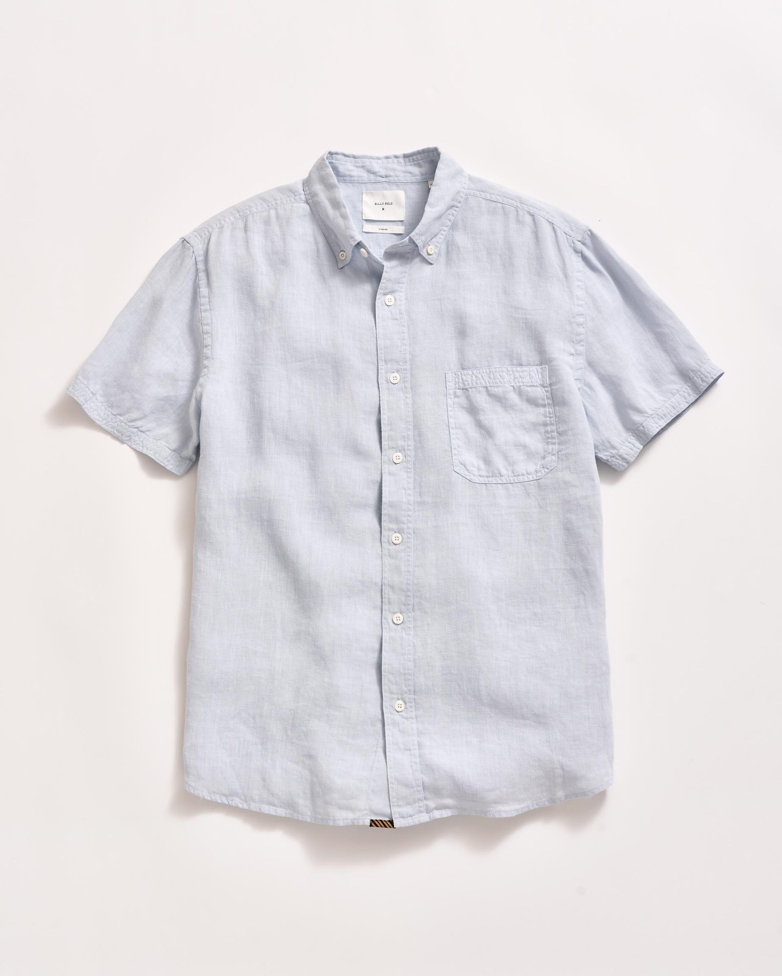 Billy Reid Short Sleeve Linen Tuscumbia Shirt Button Down in Grey Mist