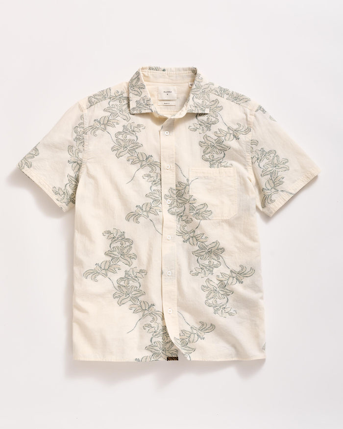Short Sleeve Watercolor Lily Jacquard Treme Shirt in Highway Grey