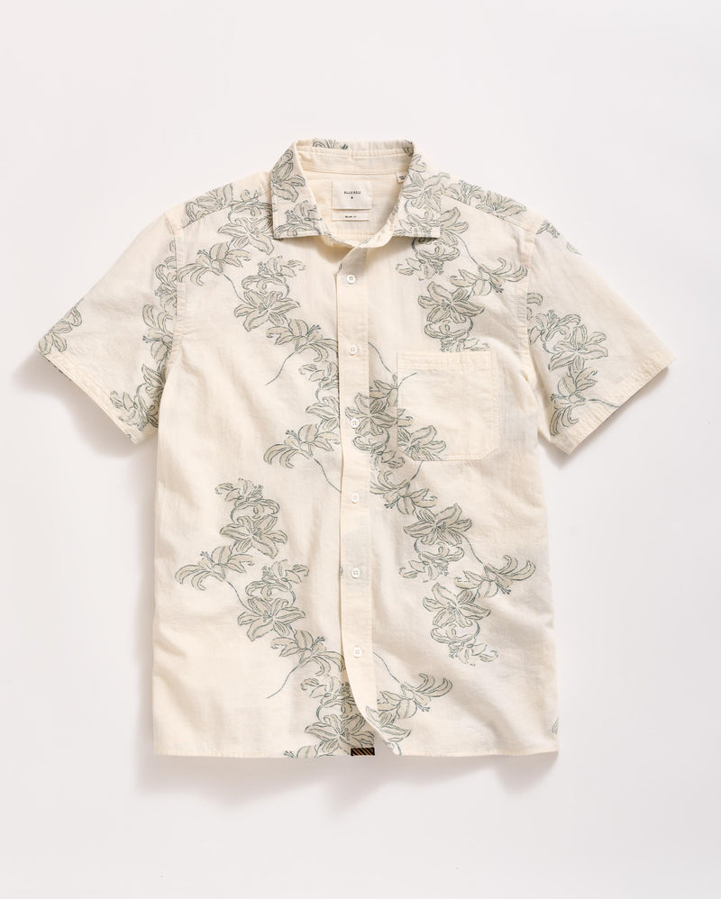 Short Sleeve Watercolor Lily Jacquard Treme Shirt in Highway Grey
