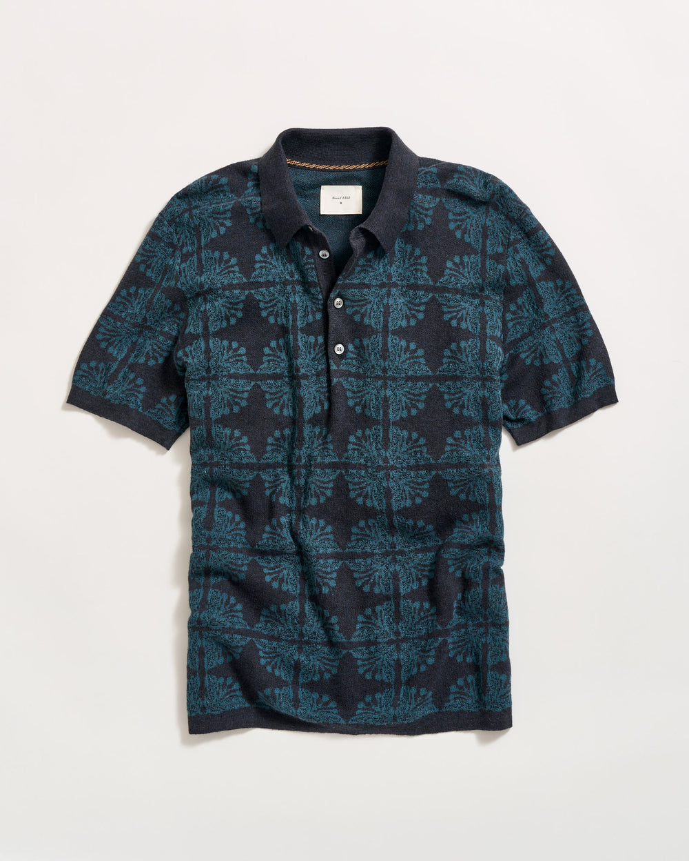 Tile Jacquard Sweater Polo in Carbon Blue