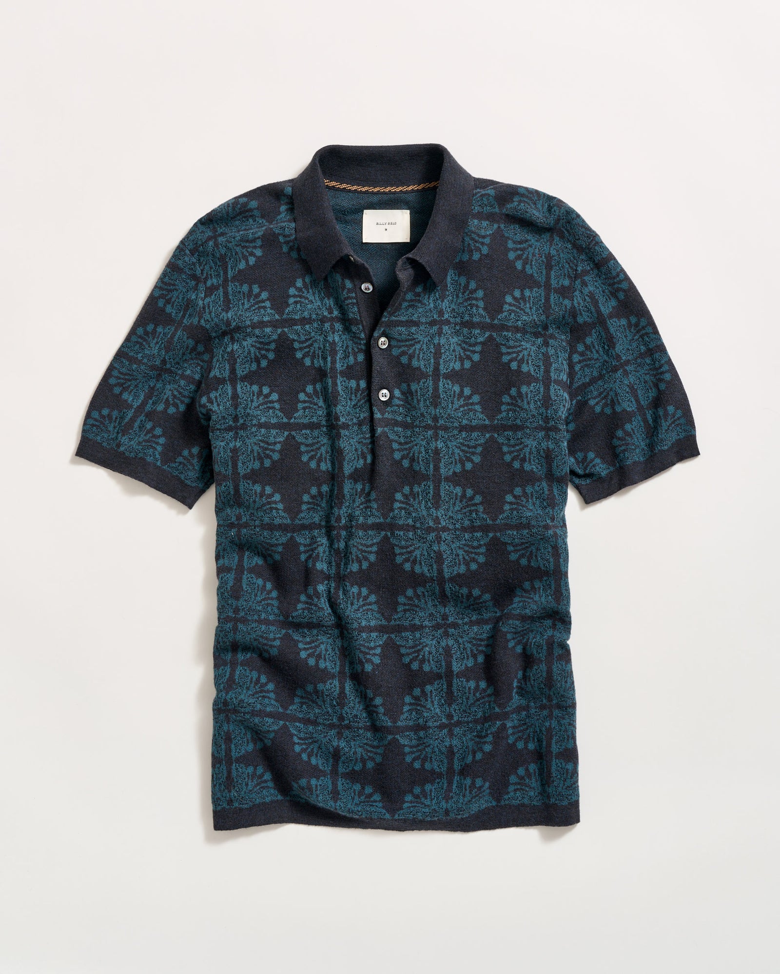 Tile Jacquard Sweater Polo in Carbon Blue