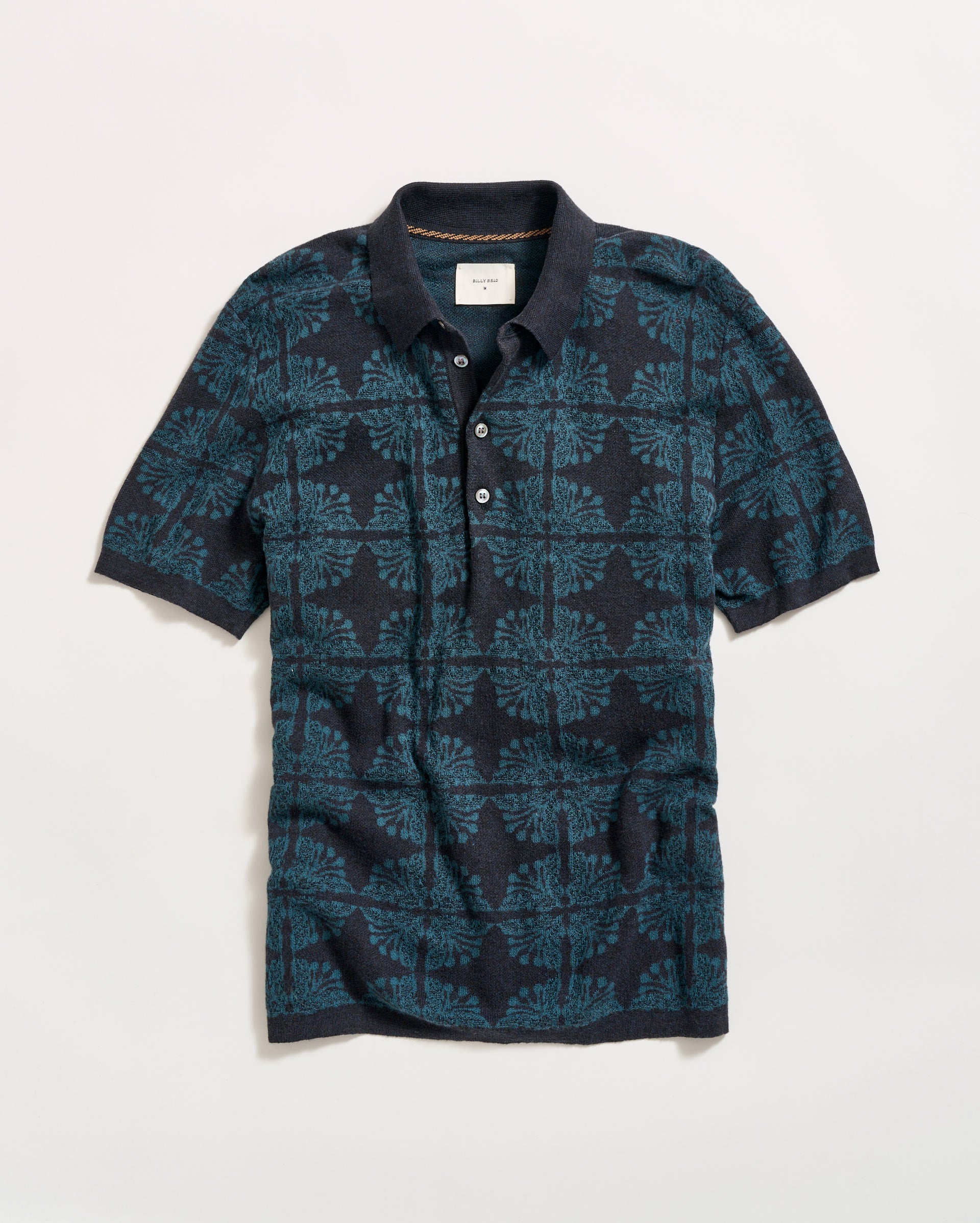 Tile Jacquard Sweater Polo in Carbon Blue