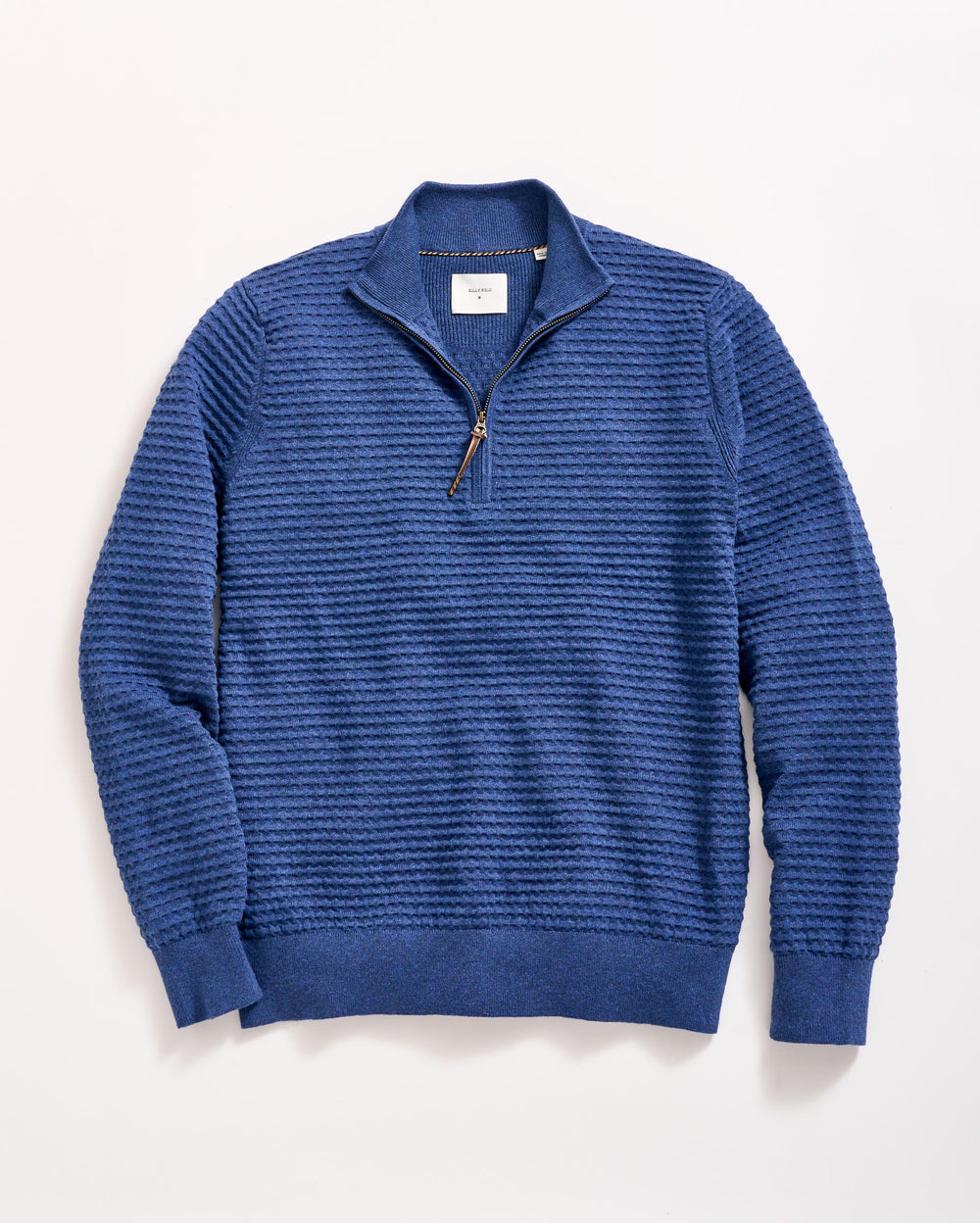 Linen Textured Half Zip Sweater in Dark Denim