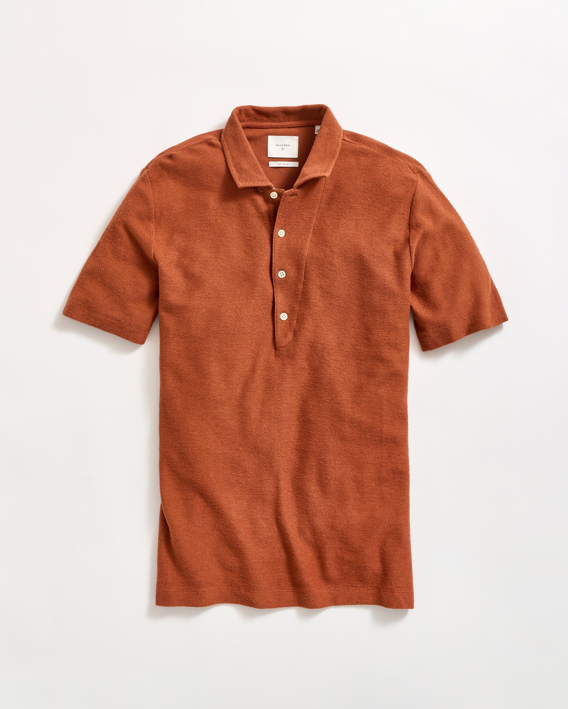 Hemp Cotton Twill Polo in Spice Brown