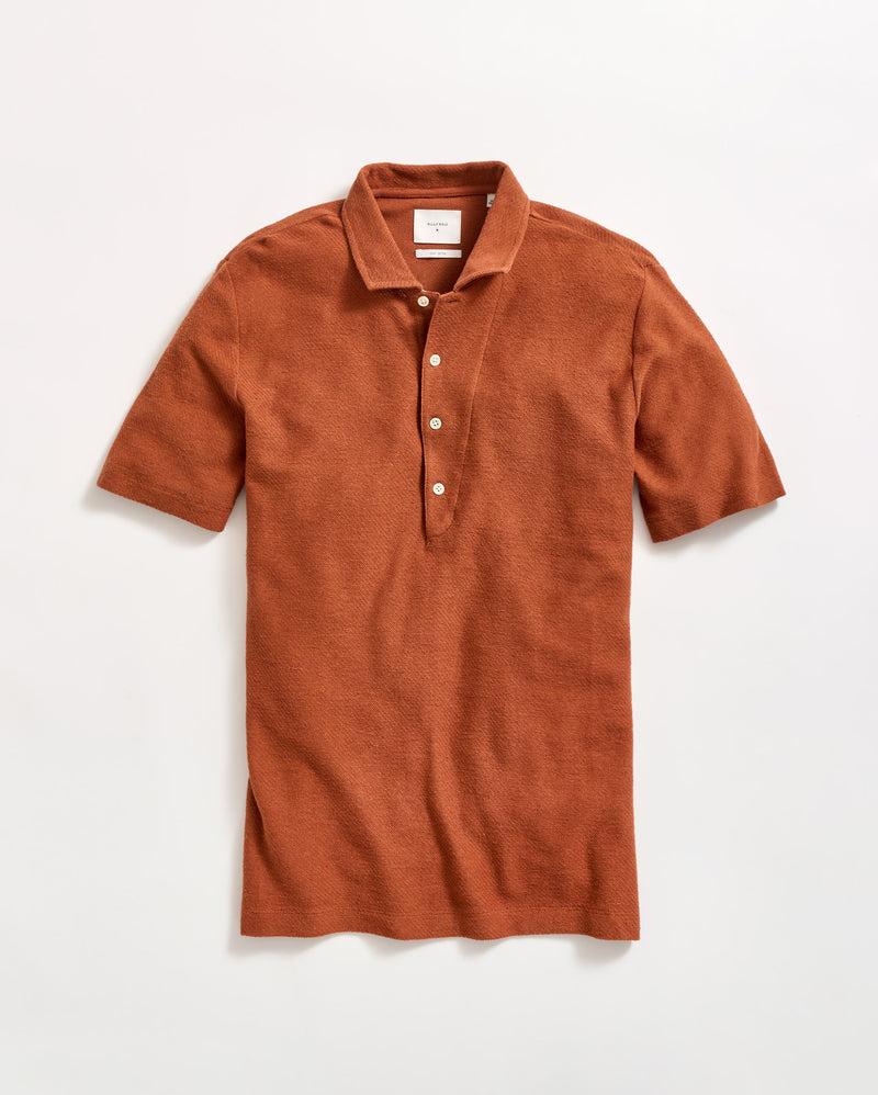 Hemp Cotton Twill Polo in Spice Brown