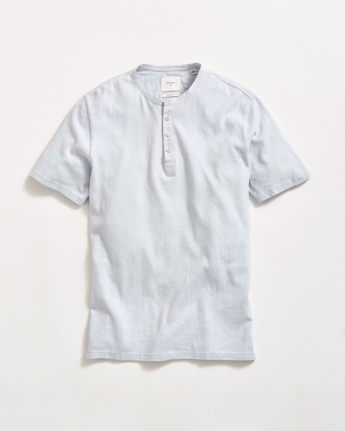 Short Sleeve Hemp Cotton Henley in Grey Mist