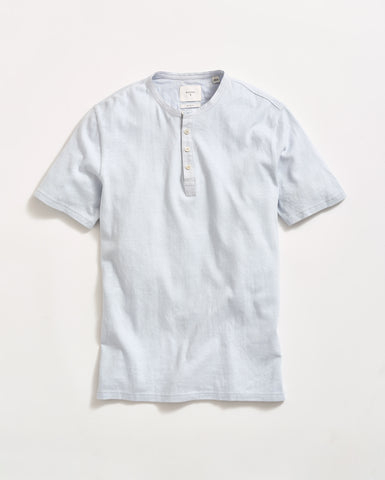 Short Sleeve Hemp Cotton Henley in Grey Mist
