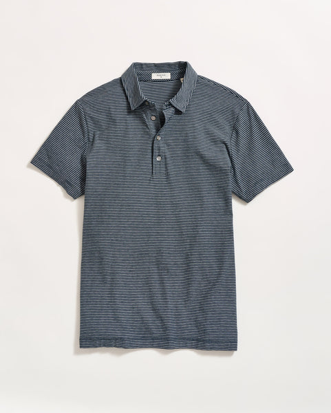 Stripe Pensacola Polo - Classic No-Flop Collar | Billy Reid