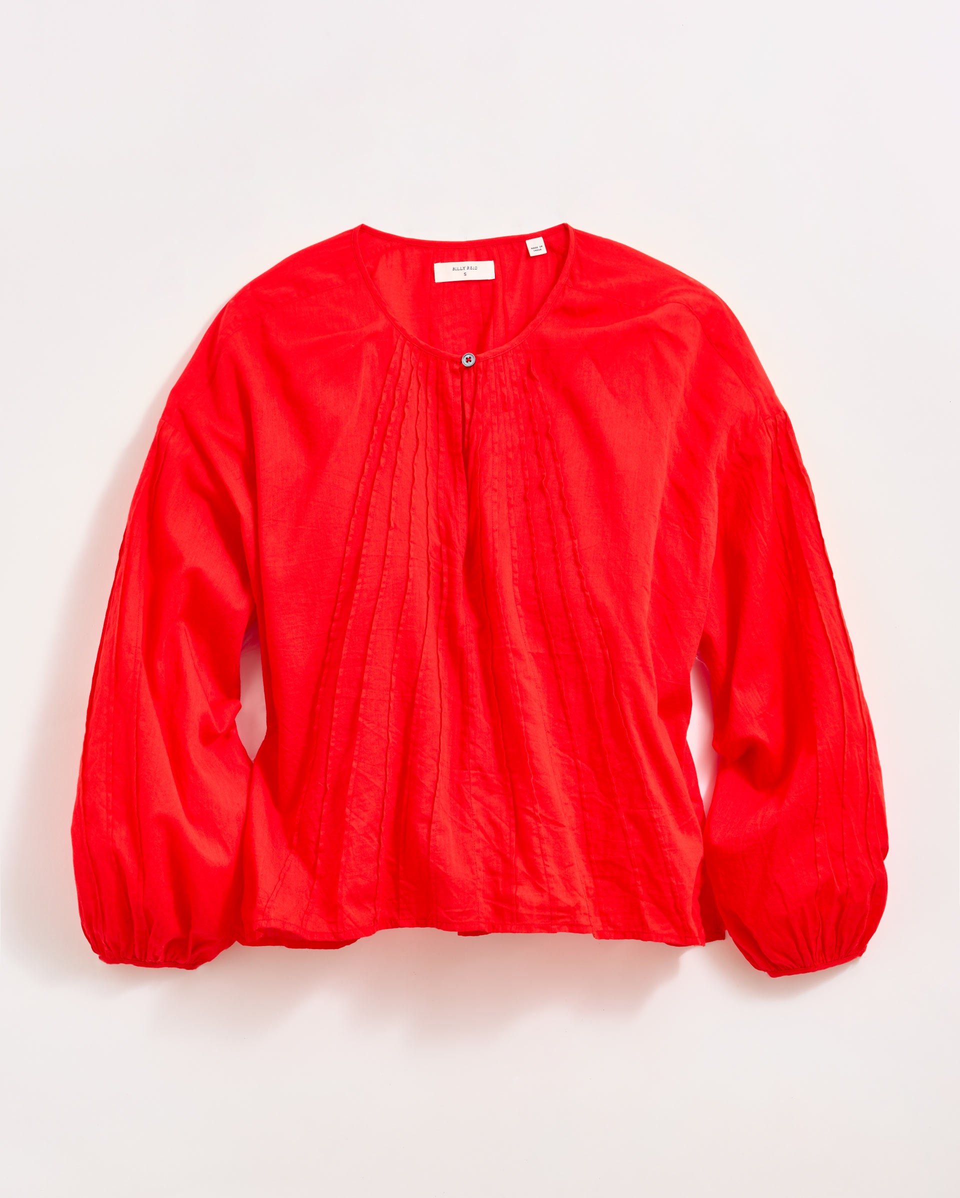 100% Cotton Pintuck Blouse with Balloon Sleeves | Billy Reid