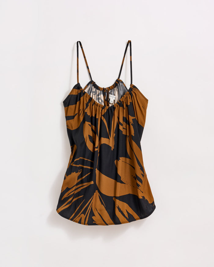 Silk Brush Stroke Floral Shirred Cami
