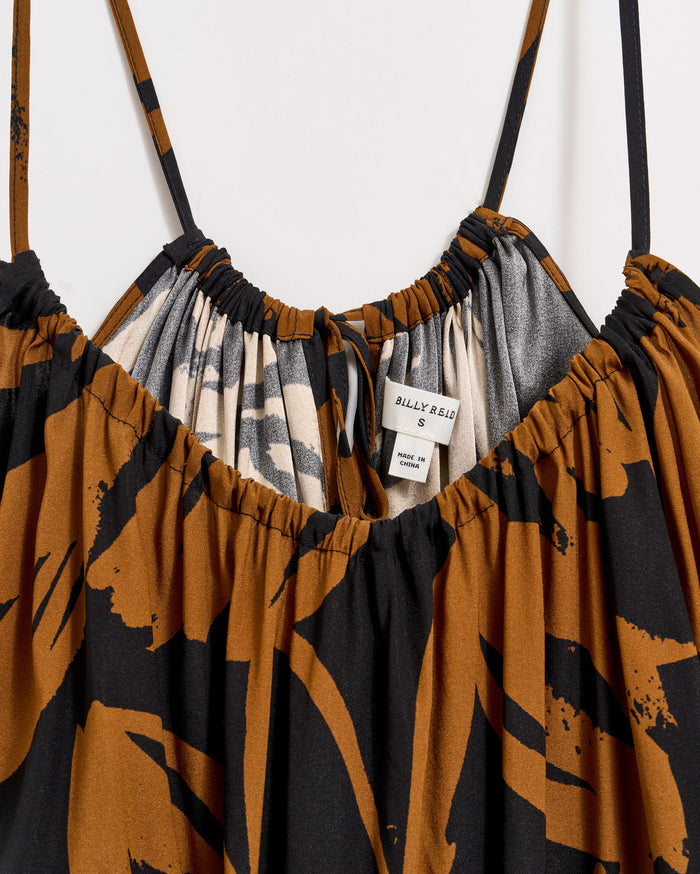 Silk Brush Stroke Floral Shirred Cami
