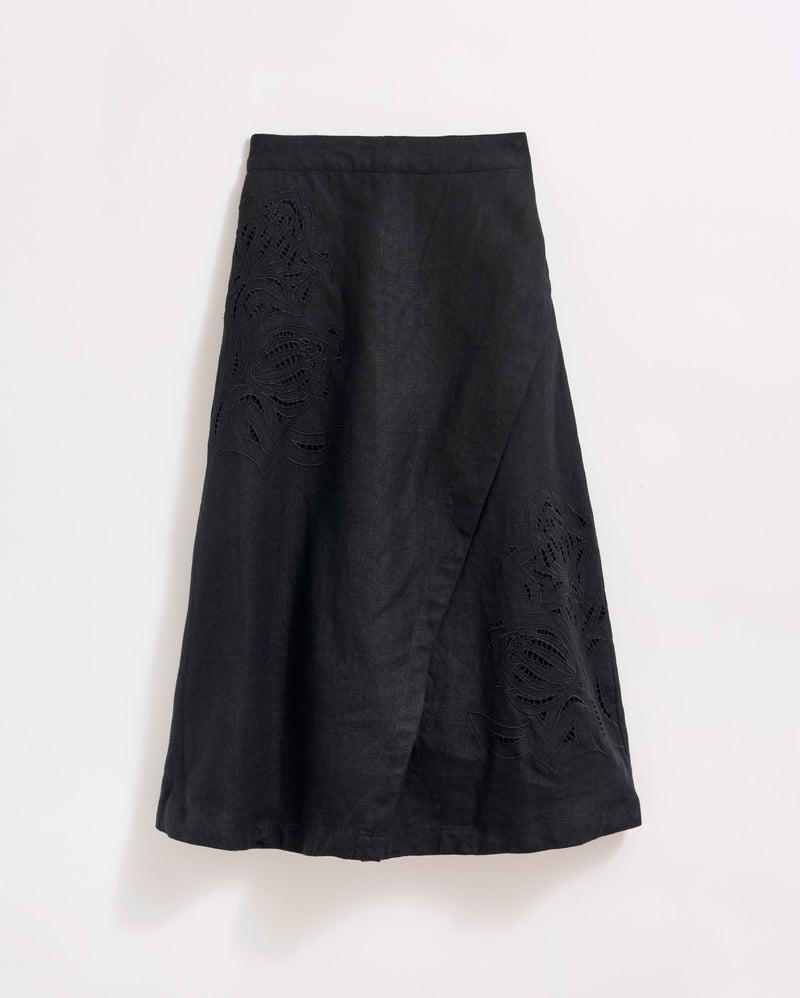 Linen Protea Eyelet Skirt
