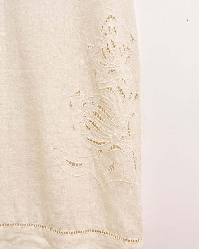Linen Protea Eyelet Dress - Linen Protea Eyelet Dress -