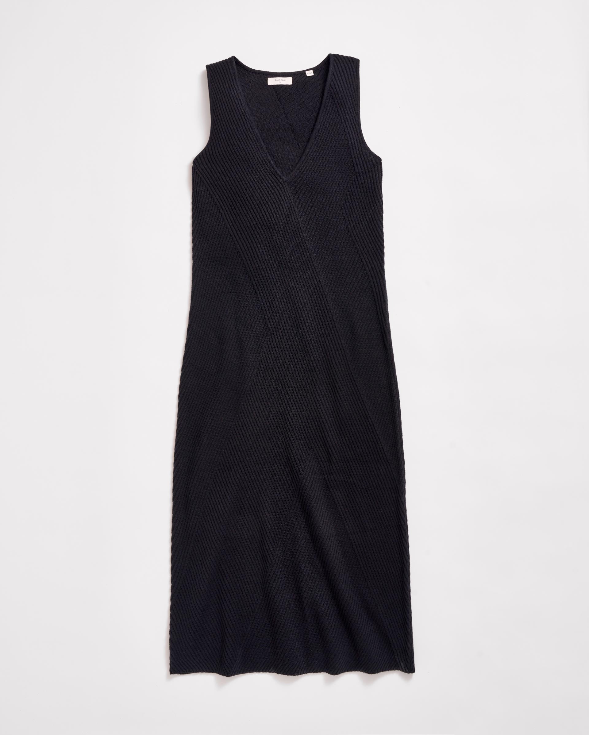 Billy Reid Transfer Rib V-neck Dress, Black Billy Reid Transfer Rib V-neck Dress, Black