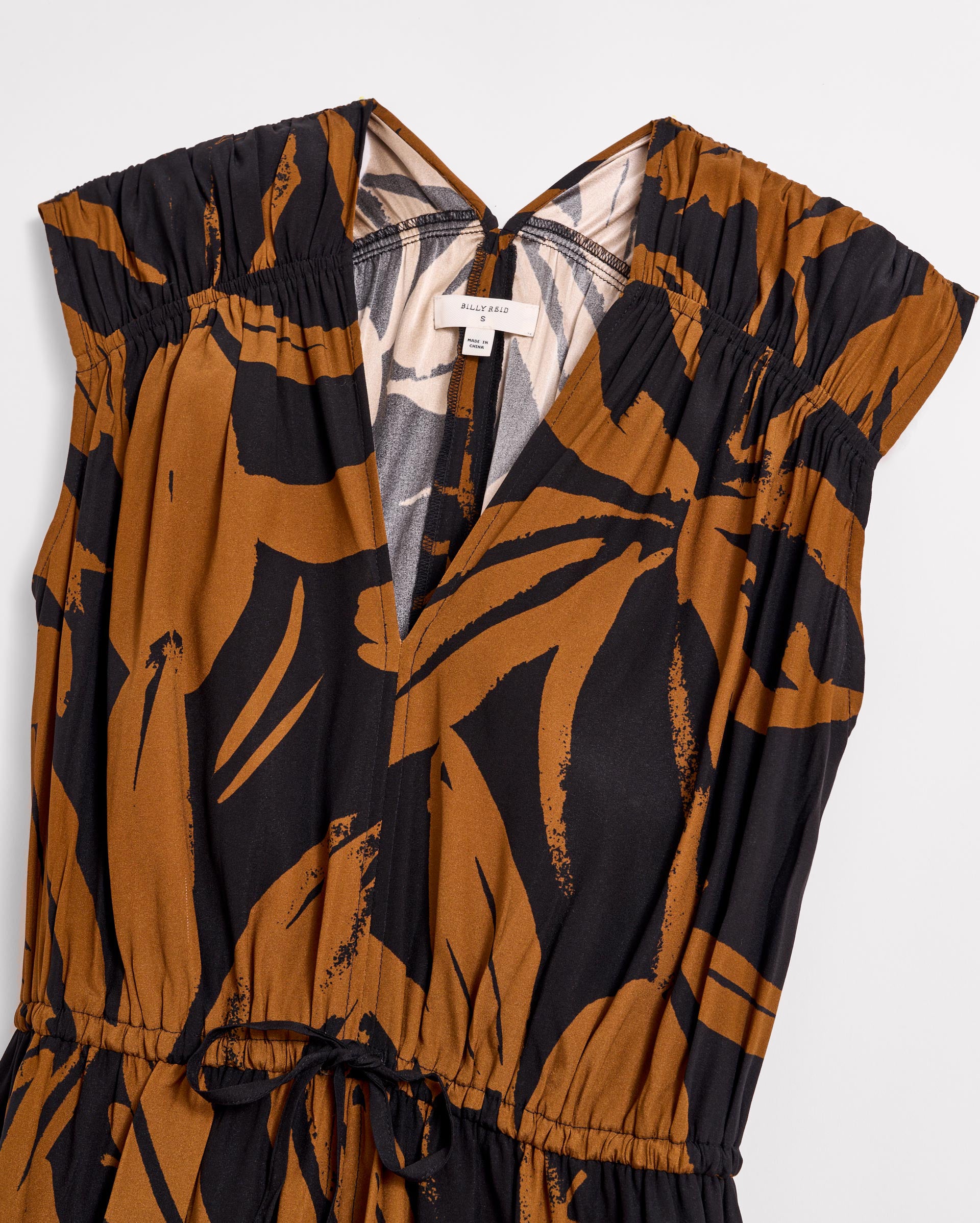 Silk Brush Stroke V-Neck Maxi Dress
