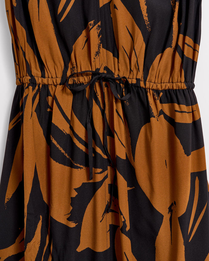 Silk Brush Stroke V-Neck Maxi Dress
