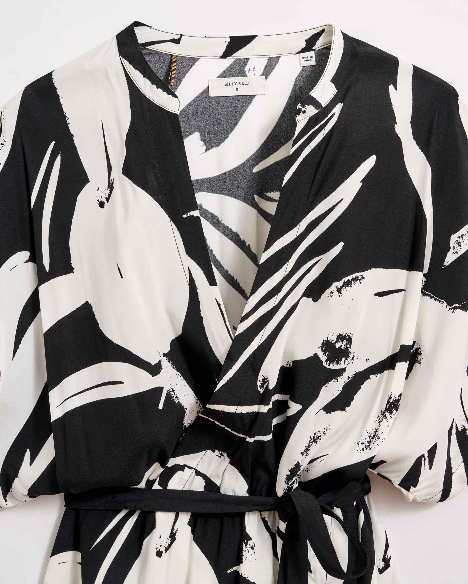black white wrap dress Zara Black And White Floral Silk Feel Midi Wrap Dress Size L