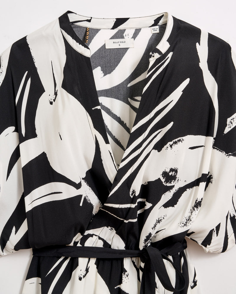Silk Brush Stroke Wrap Dress