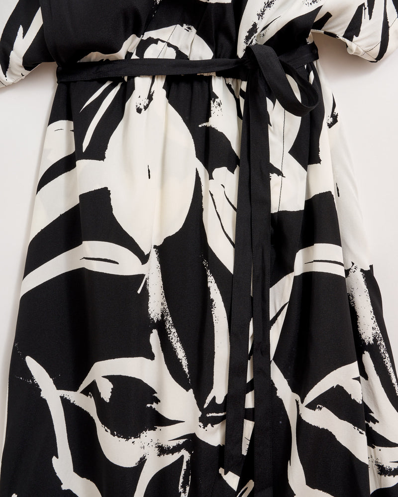 Silk Brush Stroke Wrap Dress