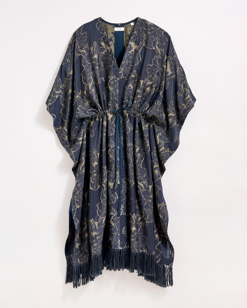 Juniper Jacquard Kaftan in Carbon Blue/Olive