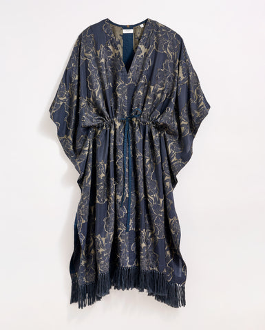 Juniper Jacquard Kaftan in Carbon Blue/Olive