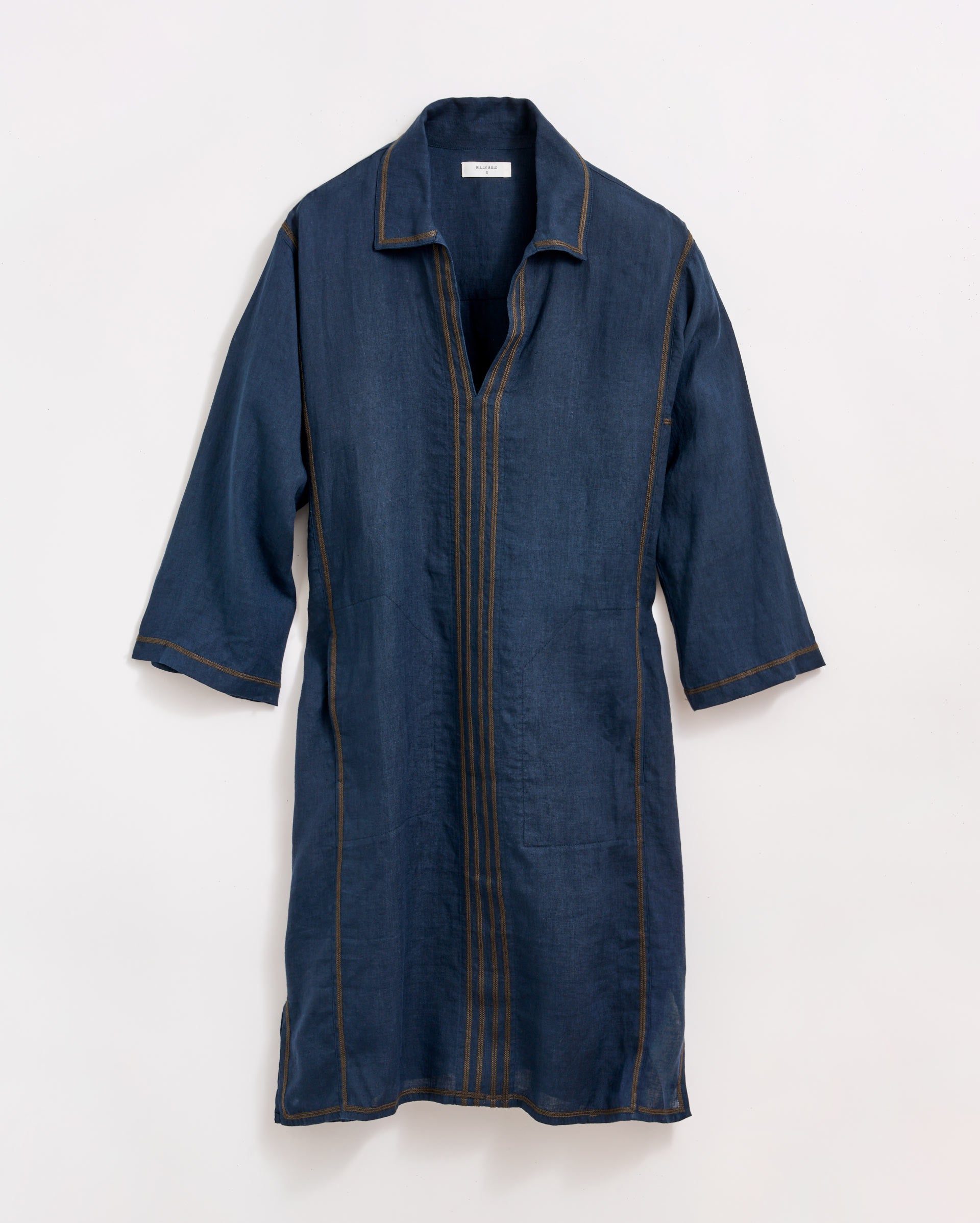 Billy Reid Linen Chainstitch Tunic Dress, Navy Billy Reid Linen Chainstitch Tunic Dress, Navy