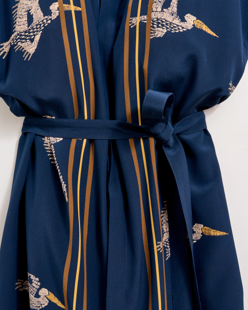 Silk Pelican Scarf Print Shirt Dress
