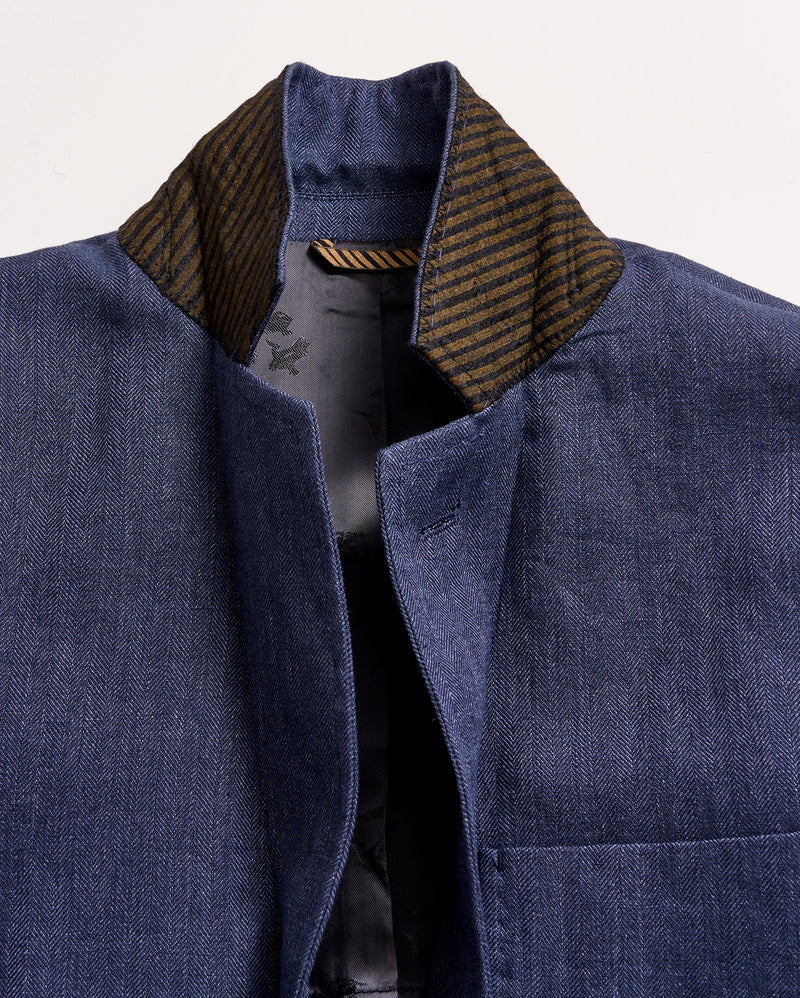 Herringbone Archie Jacket in Navy