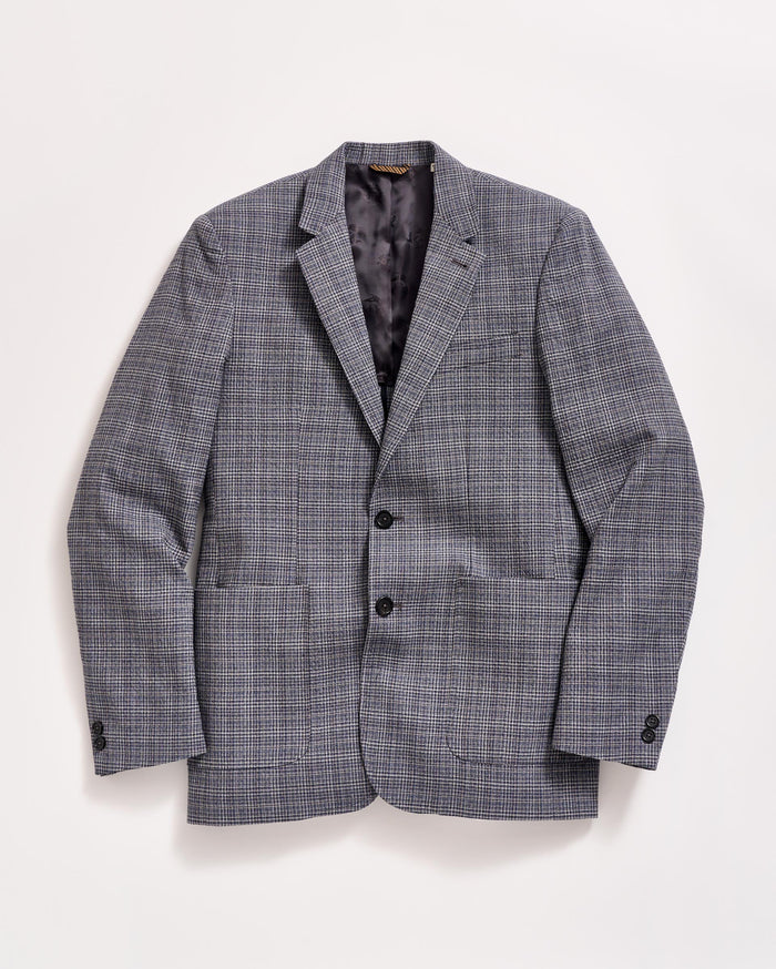 Micro Plaid Walton Jacket in Blue/Multi