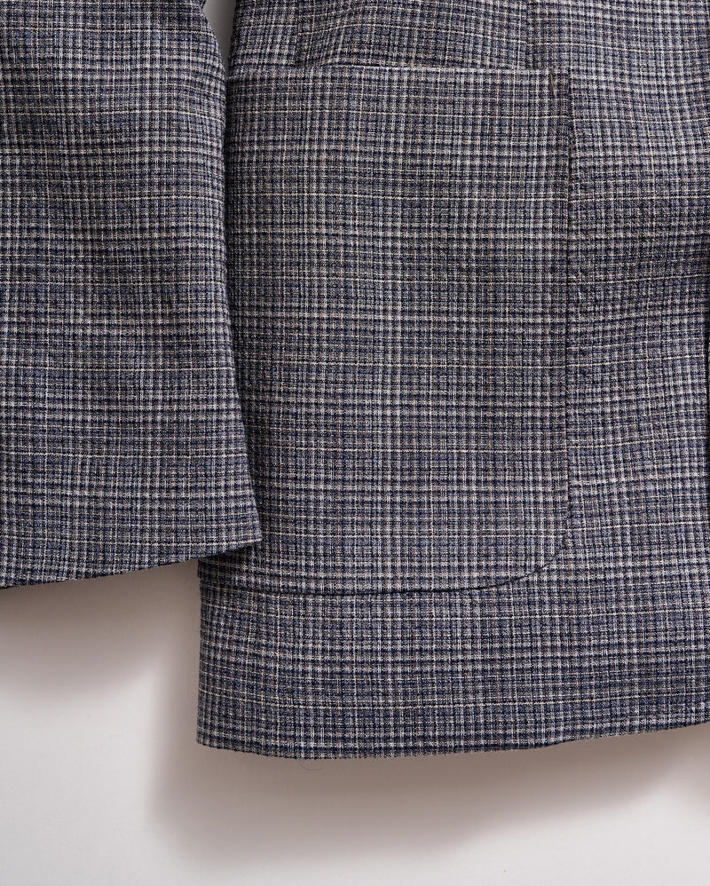 Micro Plaid Walton Jacket in Blue/Multi