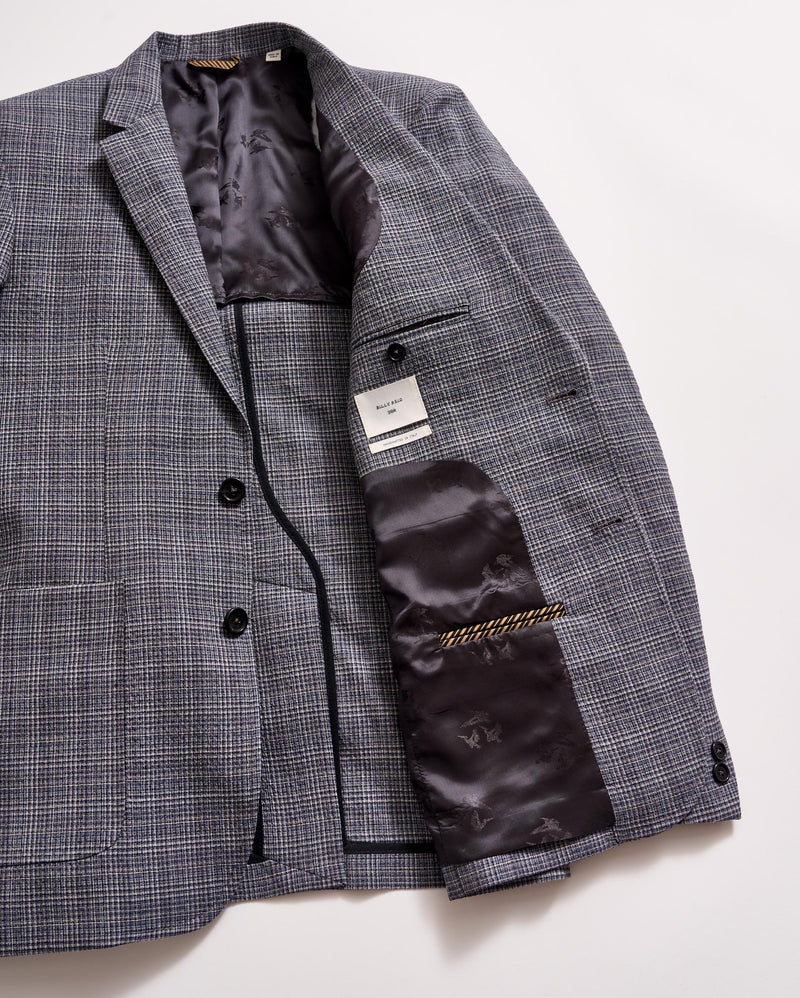 Micro Plaid Walton Jacket in Blue/Multi