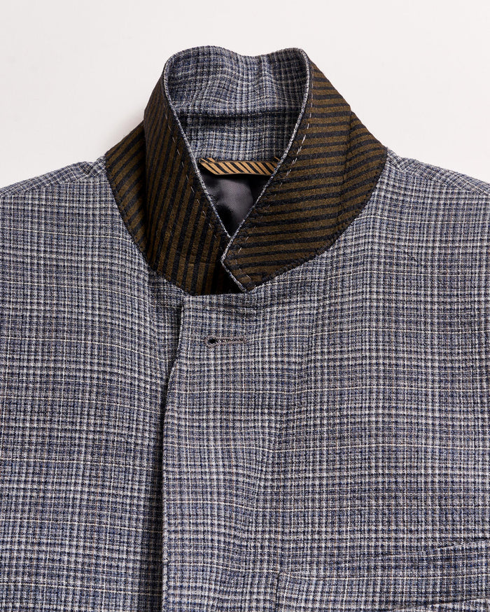 Micro Plaid Walton Jacket in Blue/Multi