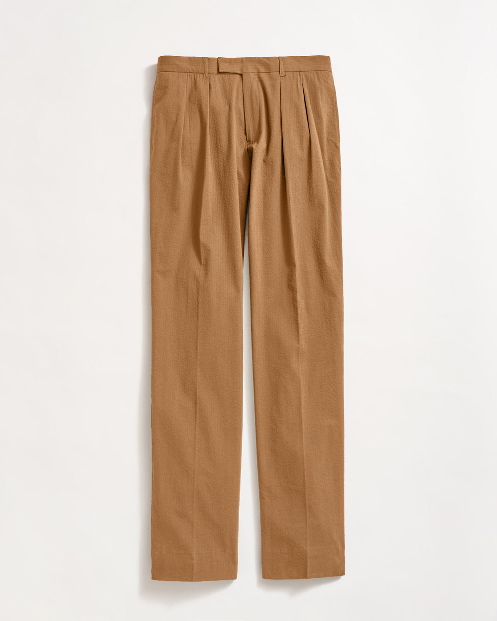 Seersucker Double Pleated Trouser in British Khaki