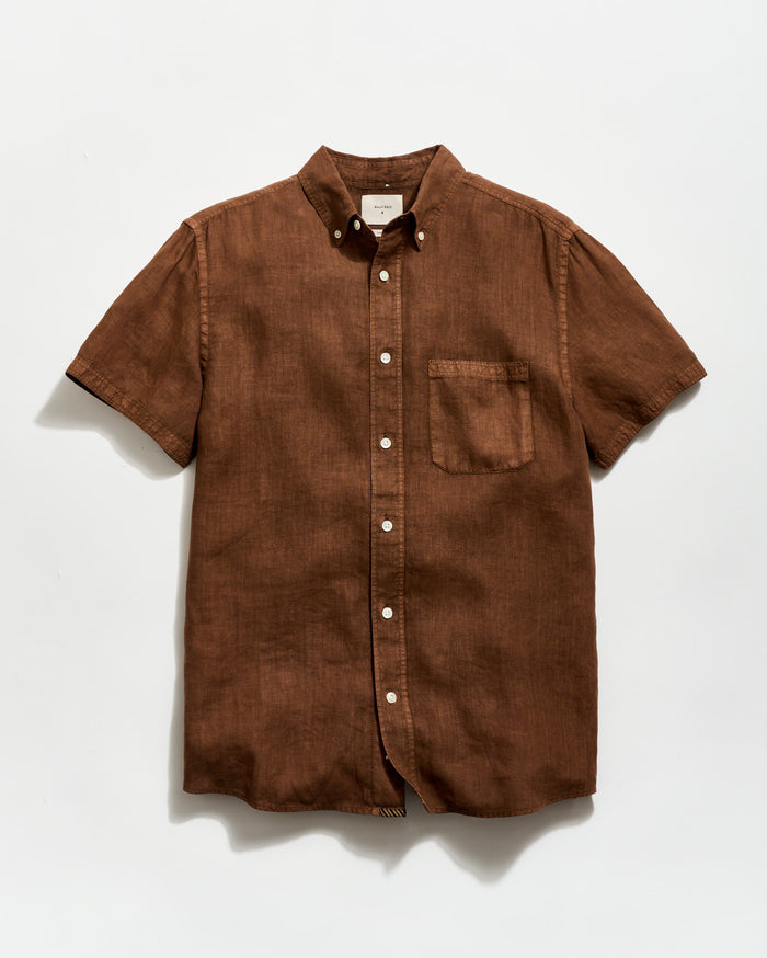 Brown short-sleeve shirt on a white background