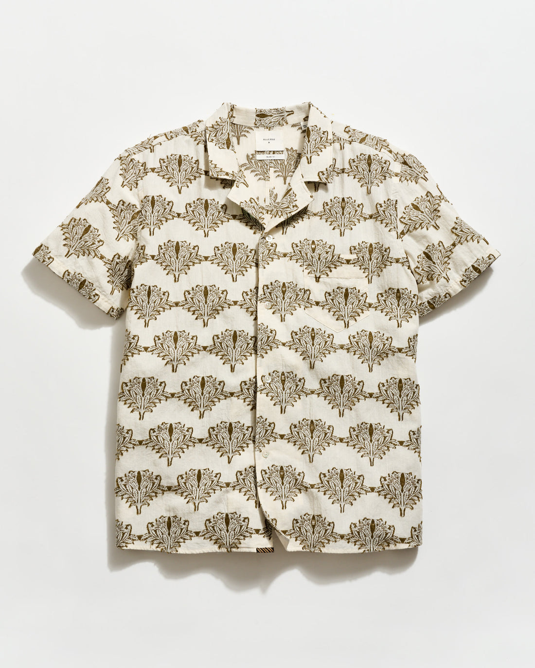 Short-sleeve shirt with a floral pattern on a light background